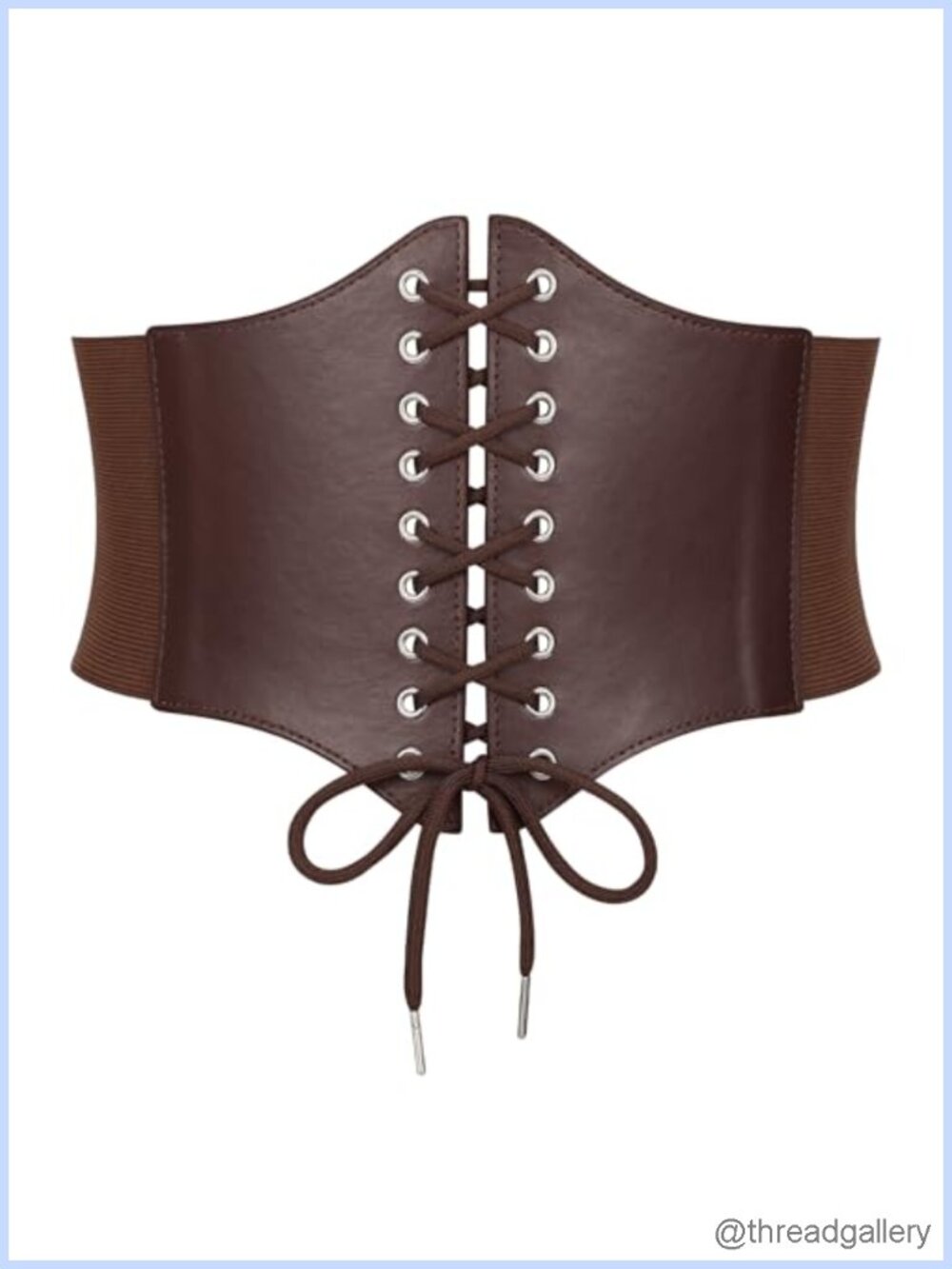 Lace-Up Renaissance Corset Belt Wide Elastic PU Leather Waist Belt